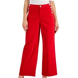 Charter Club Red Velveteen Sailor Holiday Party Work Trouser Pants Size 12
